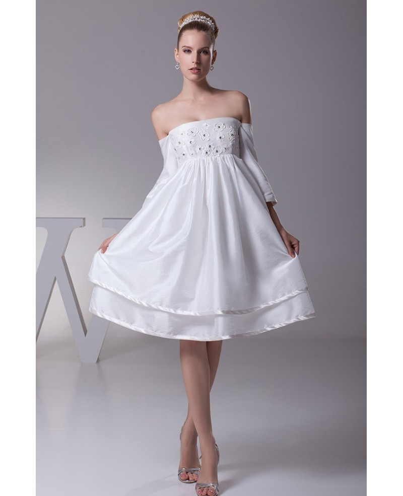 Wedding Dresses With Short Sleeves
 f The Shoulder Short Wedding Dresses With Sleeves Floral