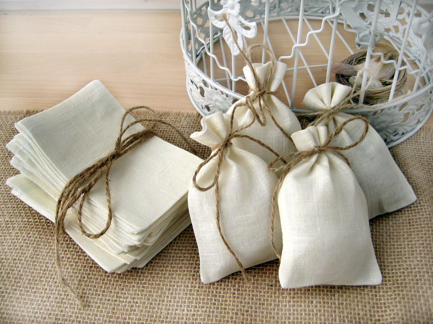 Wedding Favor Bags
 SET OF 10 Eco Rustic Linen Wedding Favor Bag or Gift Bag