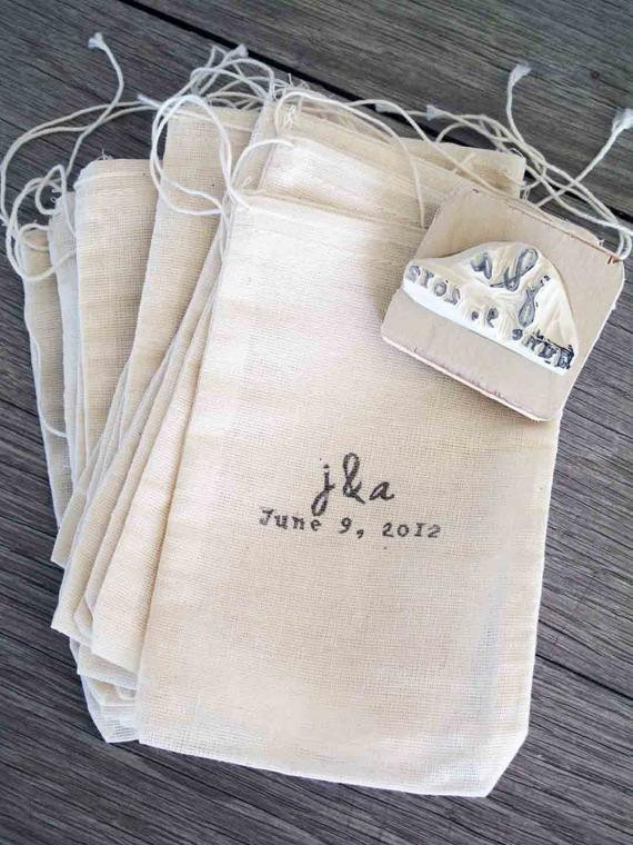 Wedding Favor Bags
 Custom Wedding Favor Bags and Rubber Stamp Set of 100 bags