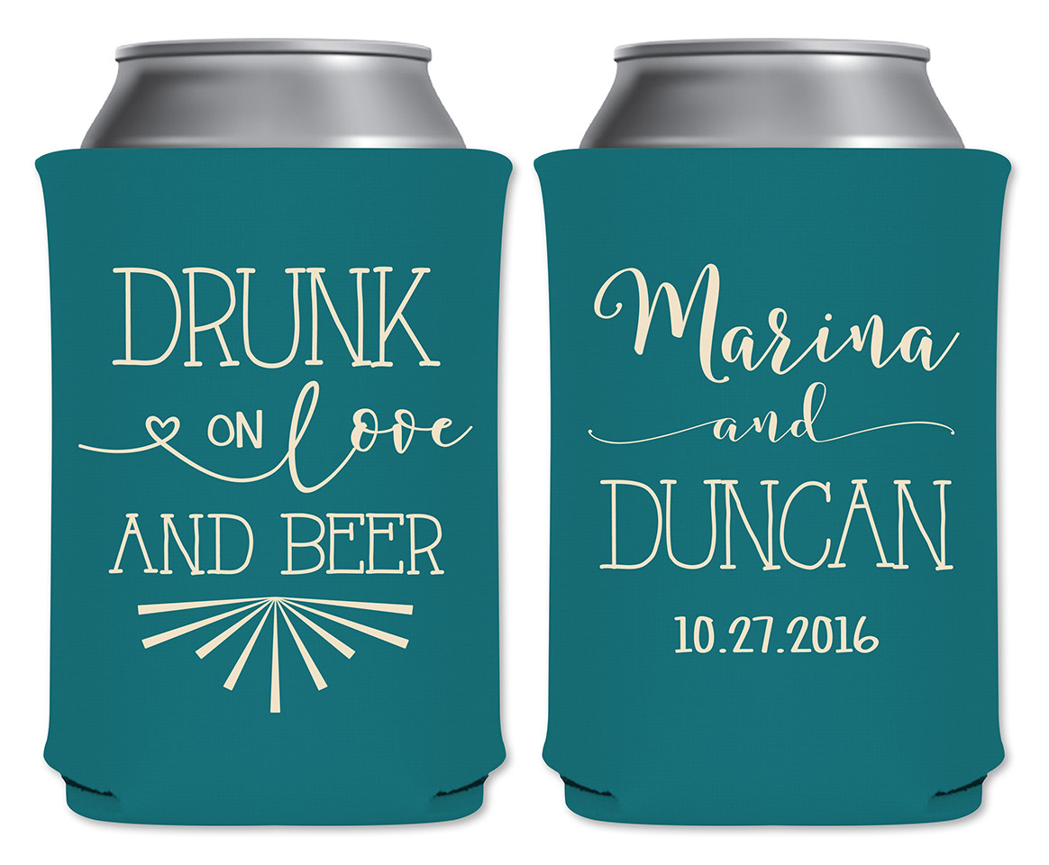 Wedding Favor Koozies
 Drunk Love And Beer 1A Collapsible Custom Coolers