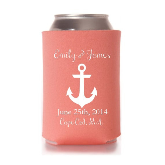 Wedding Favor Koozies
 Nautical Anchor Wedding Favor Can Coolers by