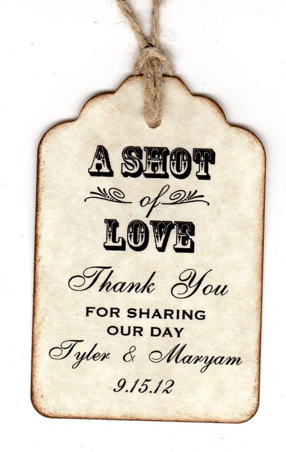Wedding Favor Labels
 50 Personalized Shot Love Wedding Favor Tags by