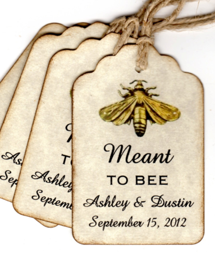 Wedding Favor Labels
 50 Vintage Meant To BEE Wedding Favor Gift Tags by