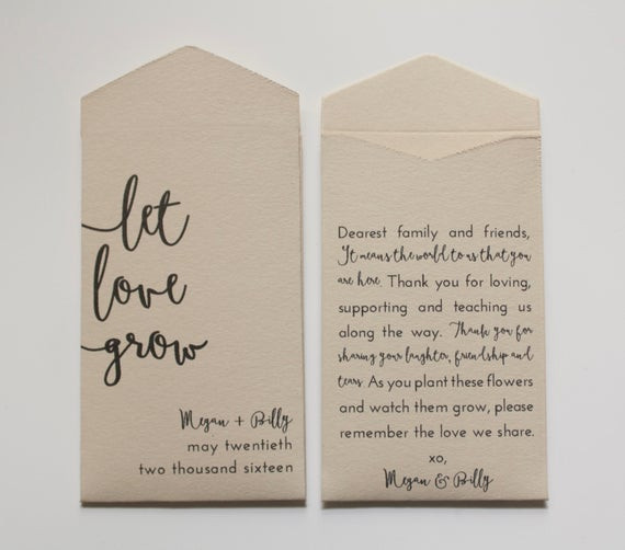 Wedding Favor Seed Packets
 Tan Let Love Grow Custom Seed Packet Wedding Favors by