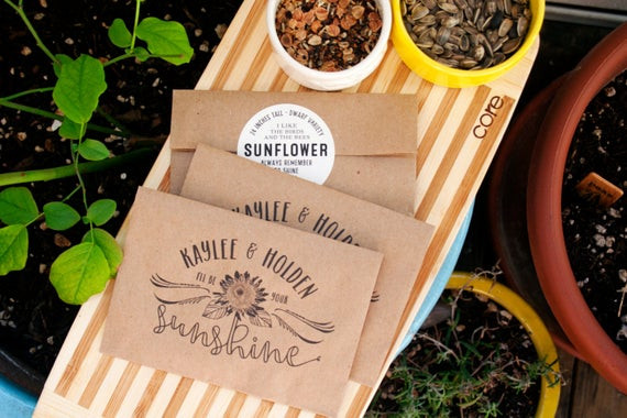 Wedding Favor Seed Packets
 Seed Packet Wedding Favors Personalized Sunflower Seed by