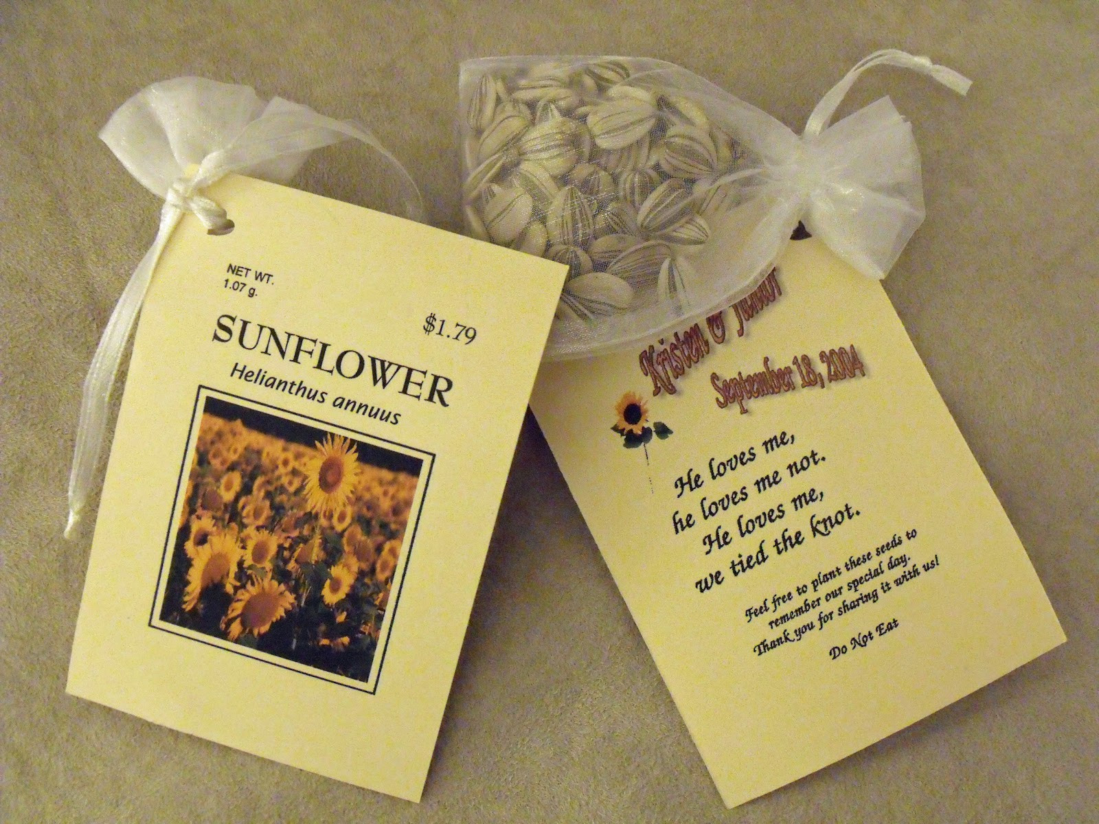 Wedding Favor Seed Packets
 A Few My Favorite Things Sunflower Seed "Packet