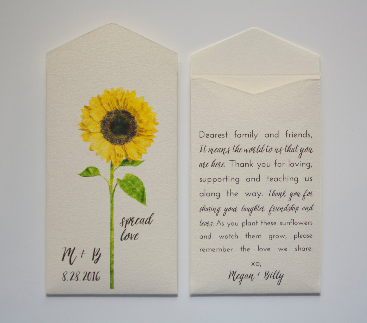 Wedding Favor Seed Packets
 Sunflower Seed Packet Wedding Favor Envelopes Many Colors