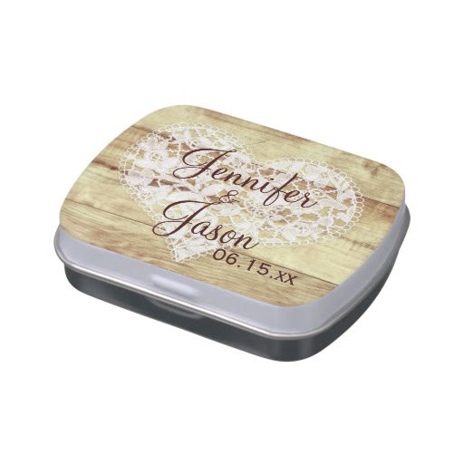 Wedding Favor Tins
 Rustic Country Wedding Favor Mint Personalized Tin Candy