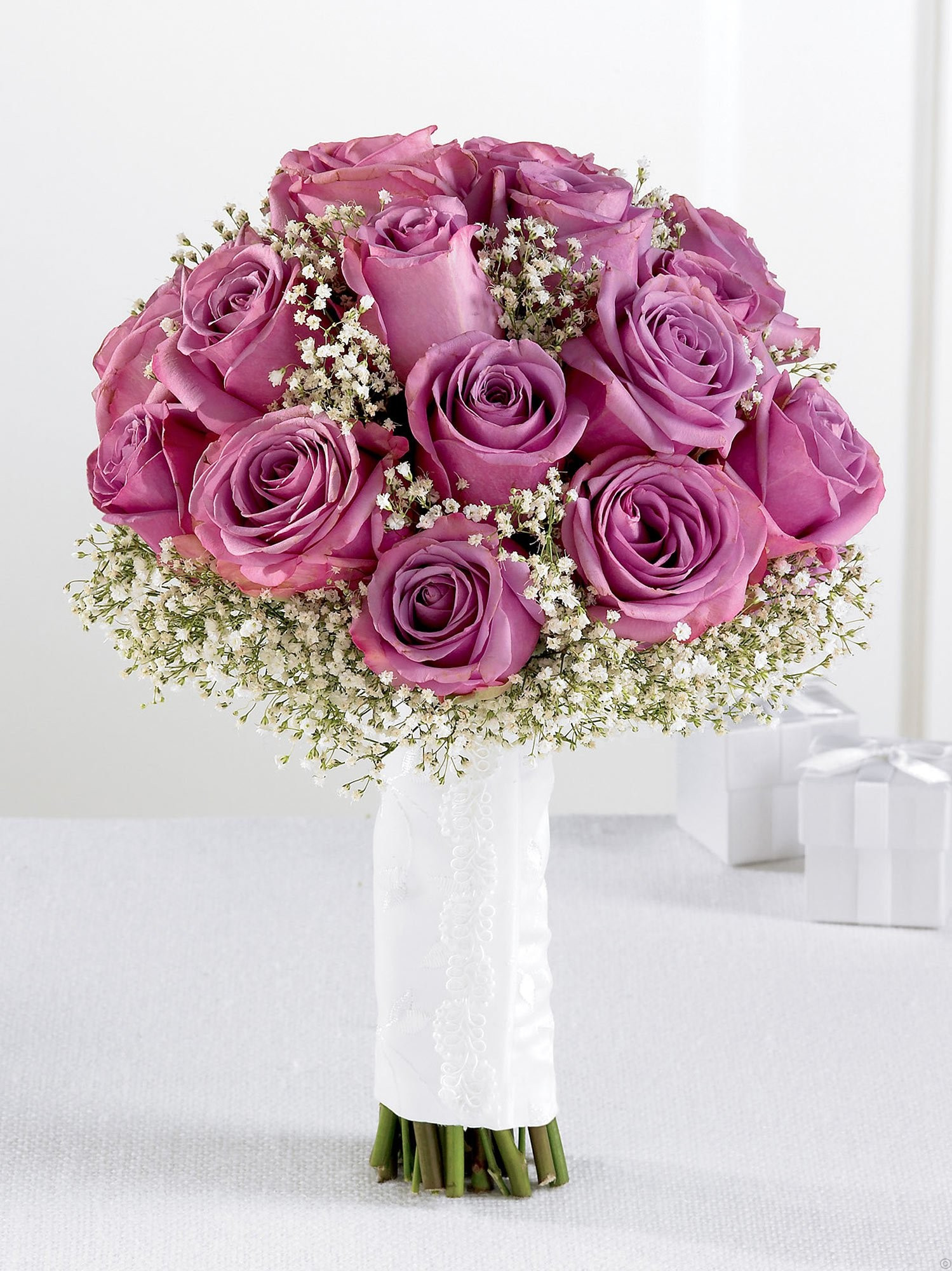 Wedding Flower Pictures
 Lavender Rose & Gypsophila Bridal Bouquet Wedding Flowers