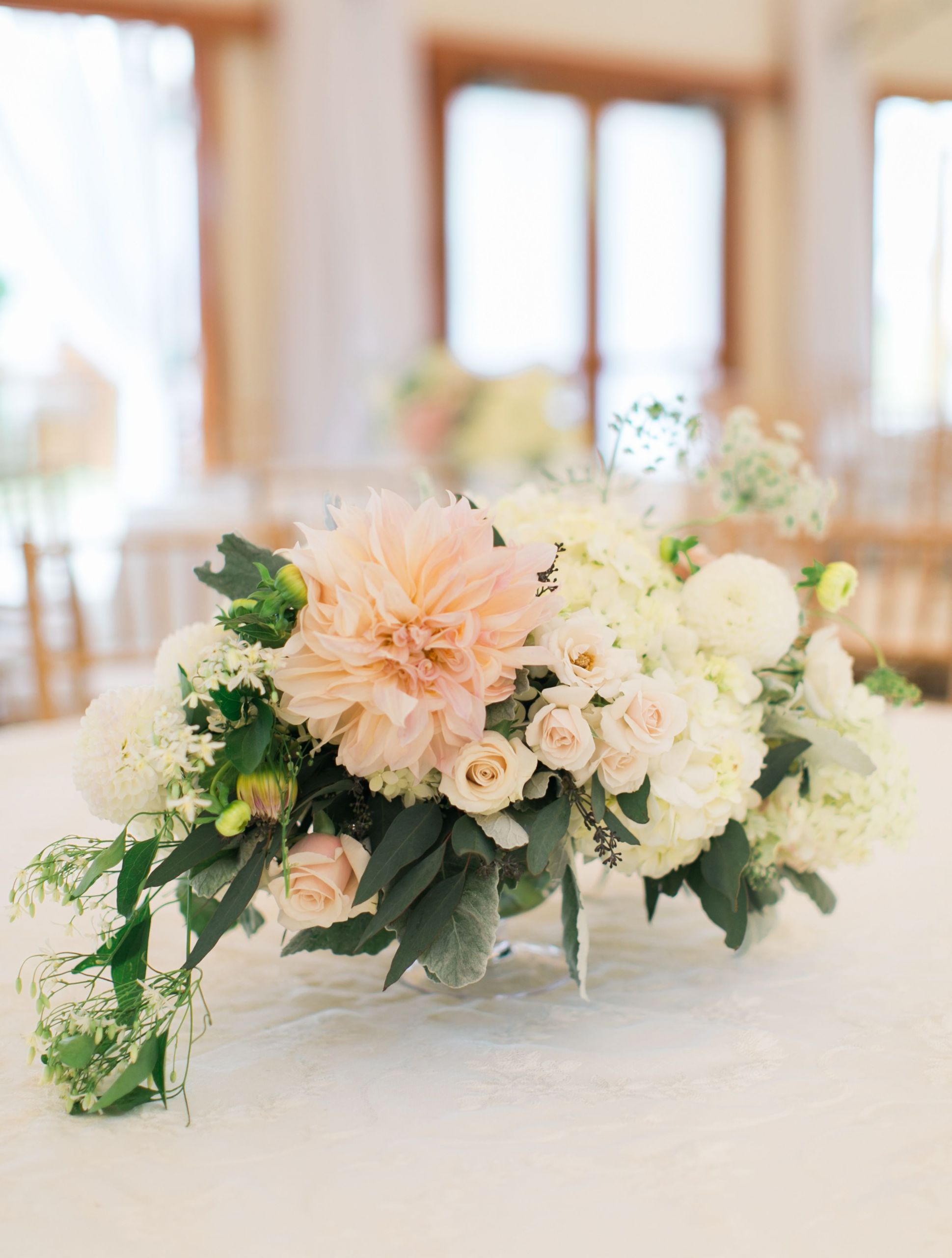 Wedding Flowers Ri
 Want this Romantic Blush Dahlia and Rose Centerpiece fire