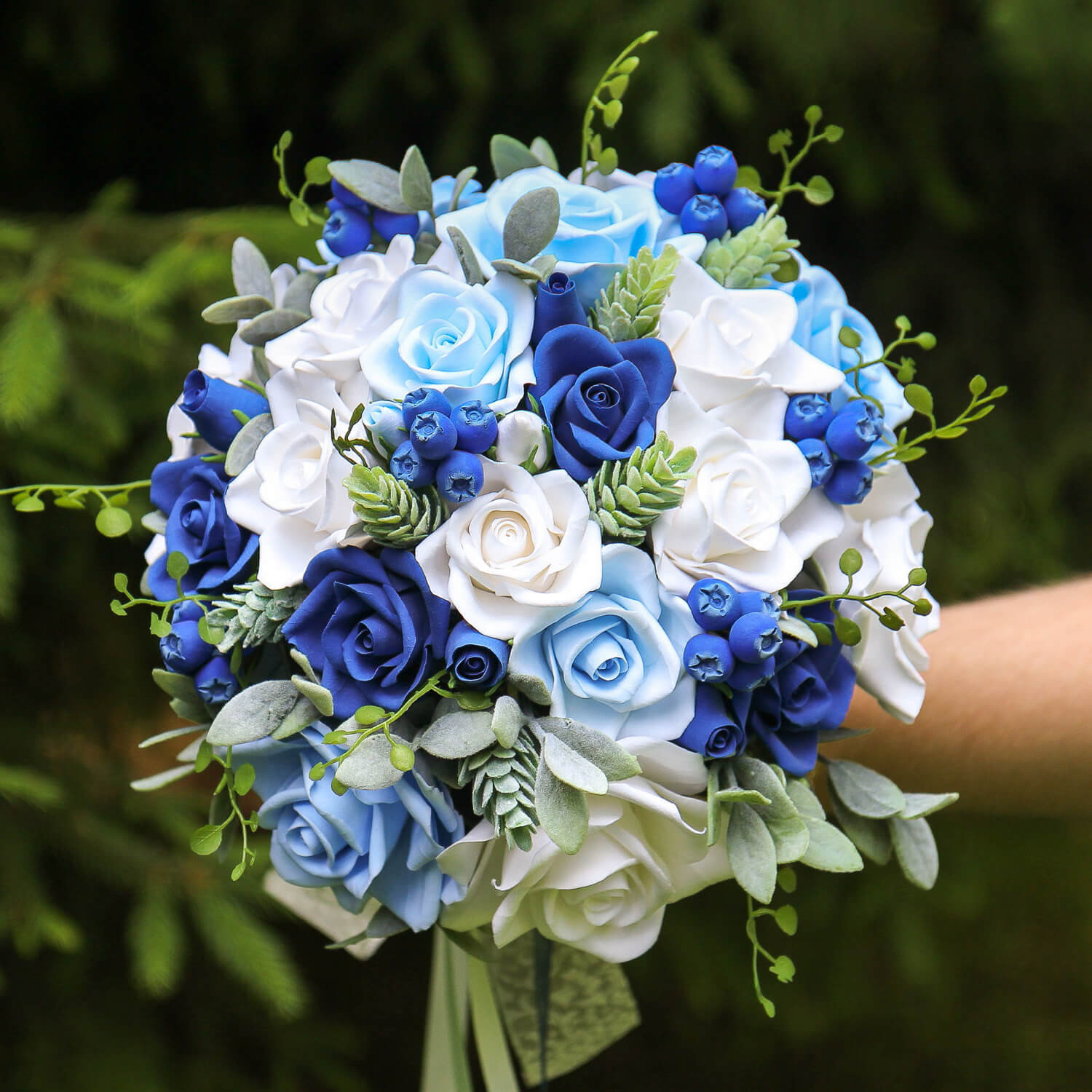 Wedding Flowers Ri
 Blue Roses Wedding Bouquet Handmade With Love