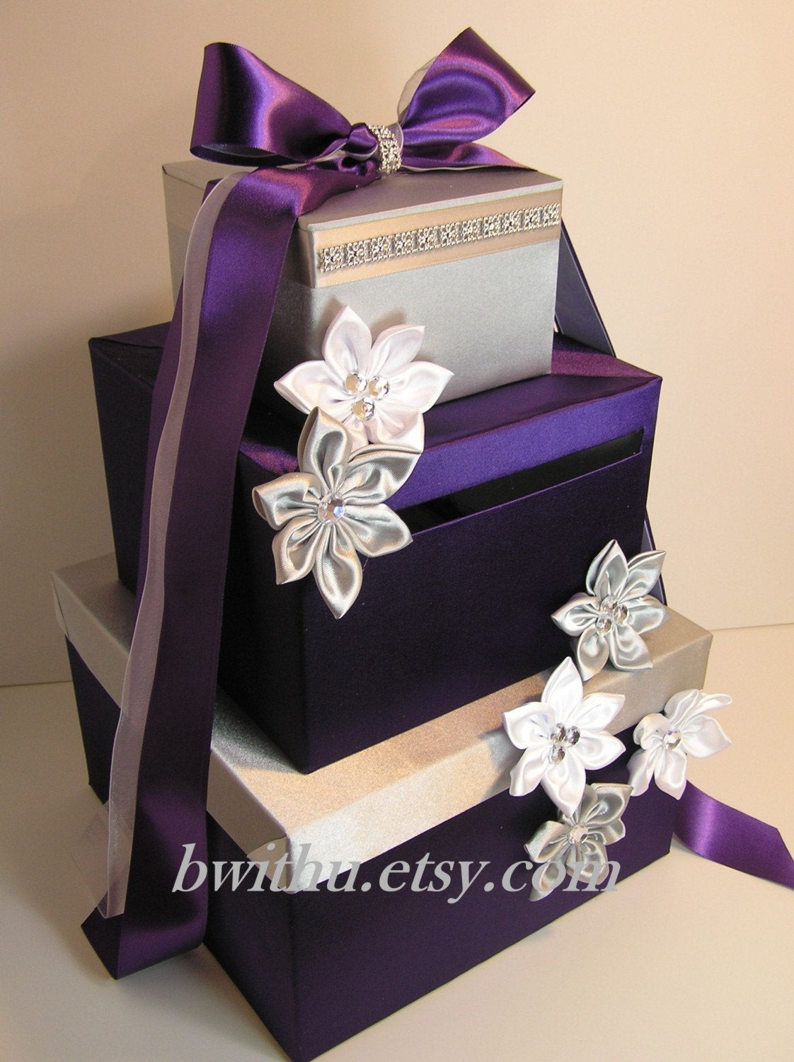 Wedding Gift Card Boxes Ideas
 Wedding Card Box Purple and Silver Gift Card Box Money Box