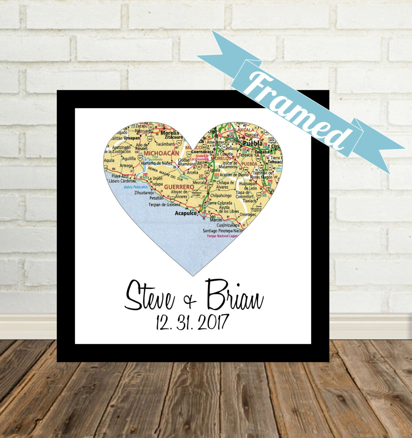 Wedding Gift Ideas For Gay Couple
 Unique Gay Wedding Gift for Gay Couple Map Art FRAMED Heart