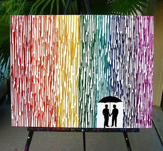 Wedding Gift Ideas For Gay Couple
 Gay Wedding Gift Melted Crayon Art Gay Men Art by FemByDesign