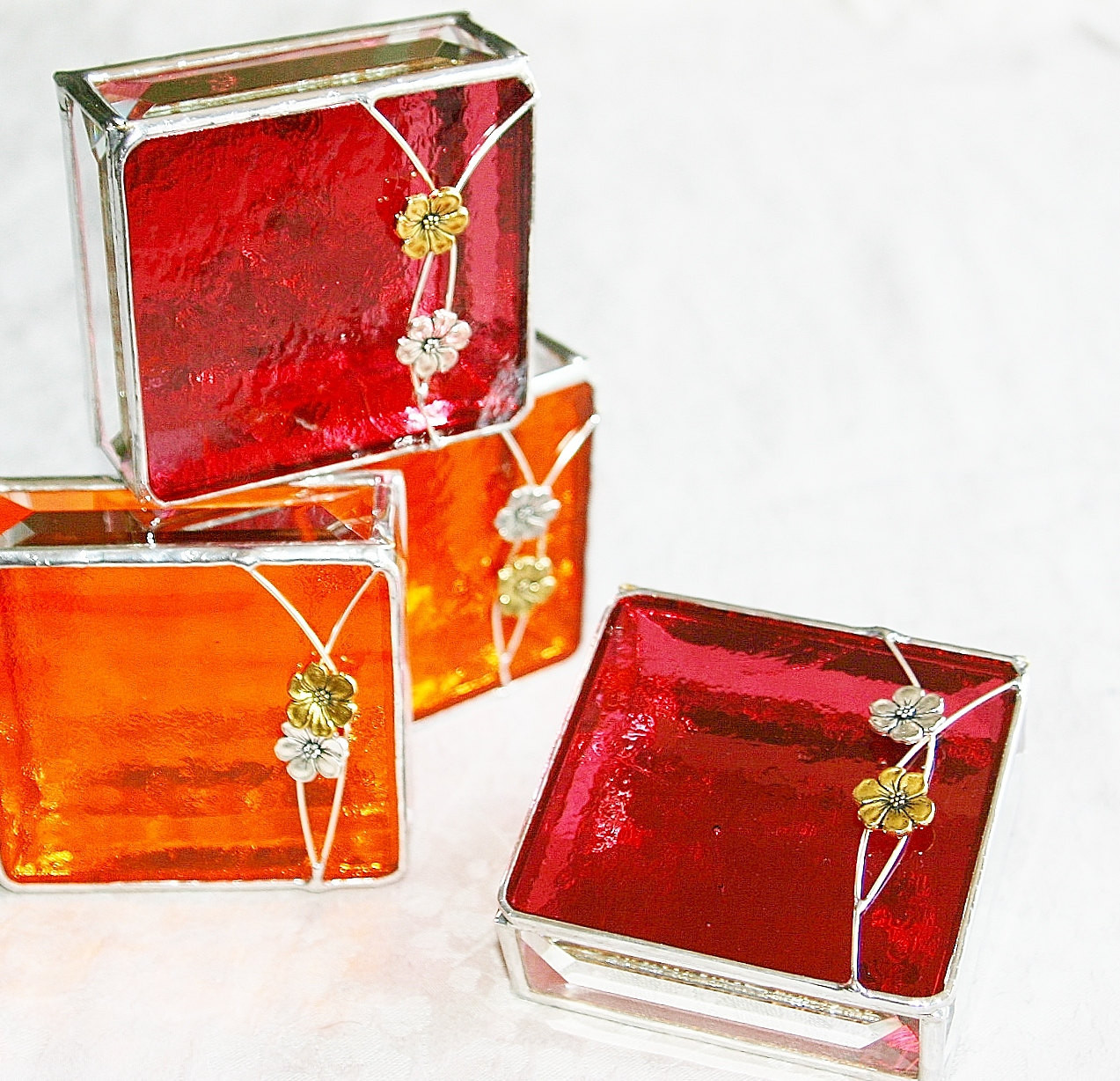 Wedding Gifts For Attendants
 Bridal Attendants Gifts Stained Glass Boxes Set of Four