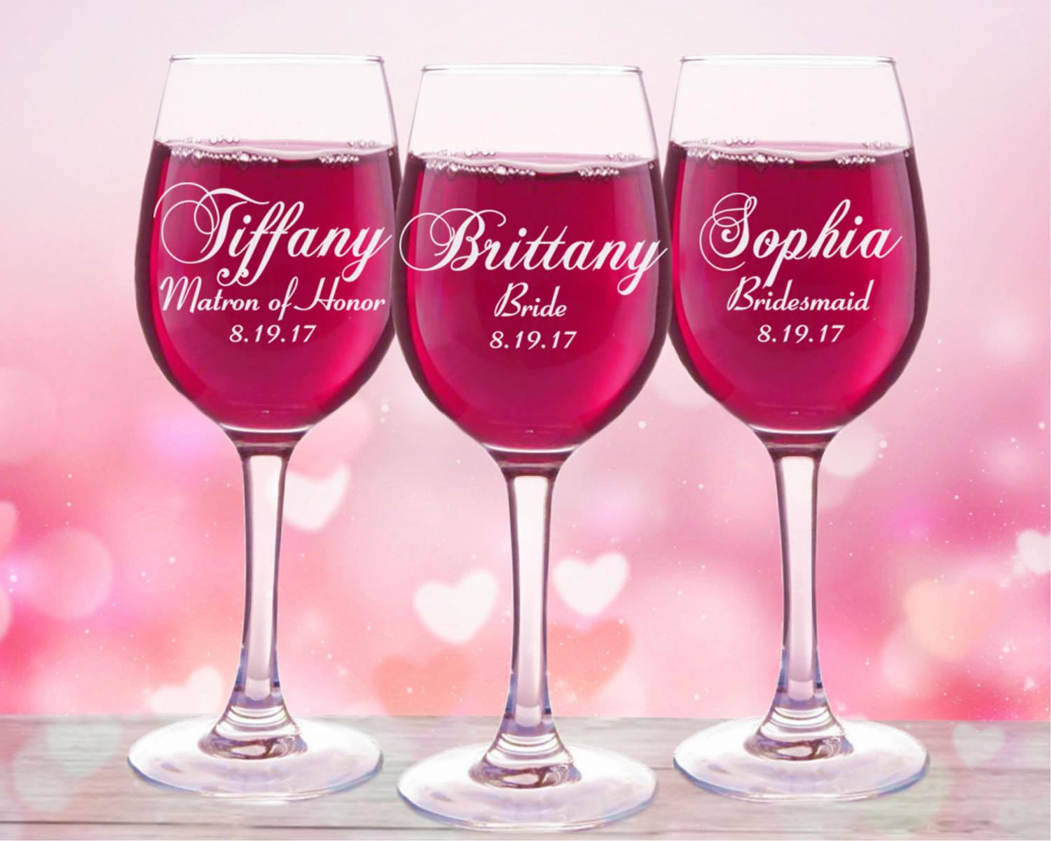 Wedding Gifts For Bridal Party
 Bridal Party Wine Glasses Personalized Wedding Gift Custom