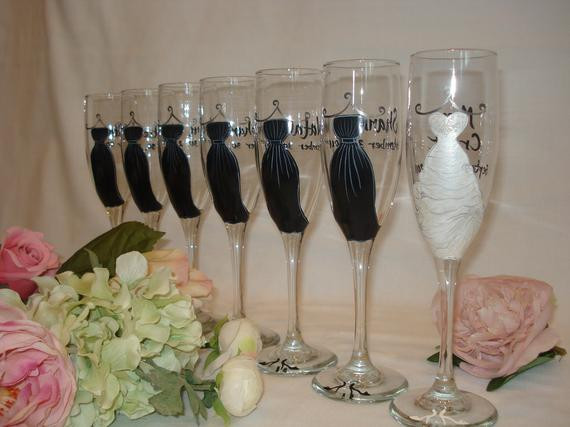 Wedding Gifts For Bridal Party
 Personalized Hand Painted Bridesmaid Dress Wine Glasses GIFT