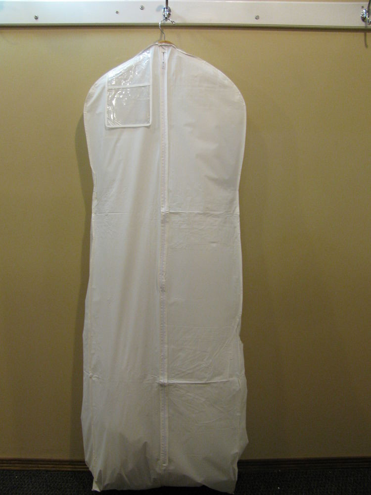 Wedding Gown Garment Bag
 GARMENT BAG white vinyl for Wedding Gown with Train Prom