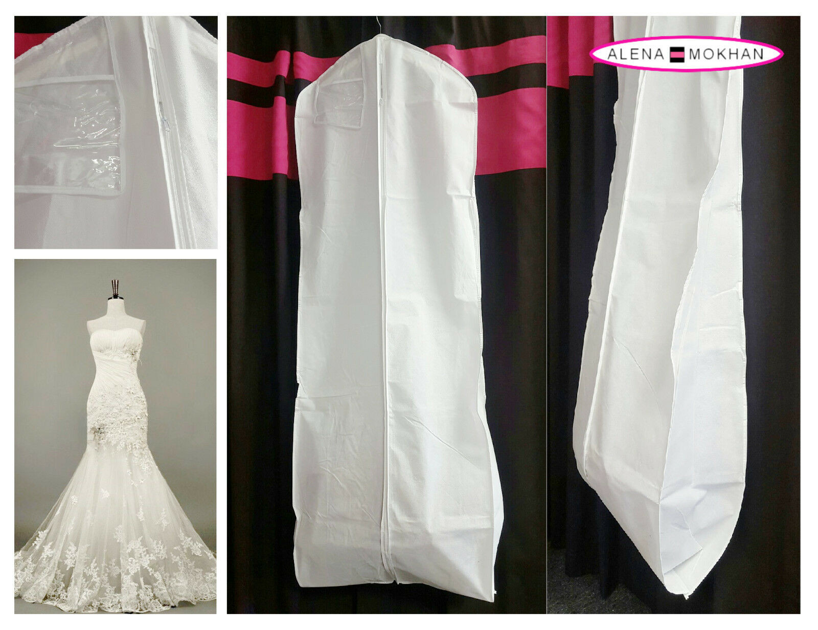 Wedding Gown Garment Bag
 White Breathable Wedding Gown Prom Dress Garment Bag Extra