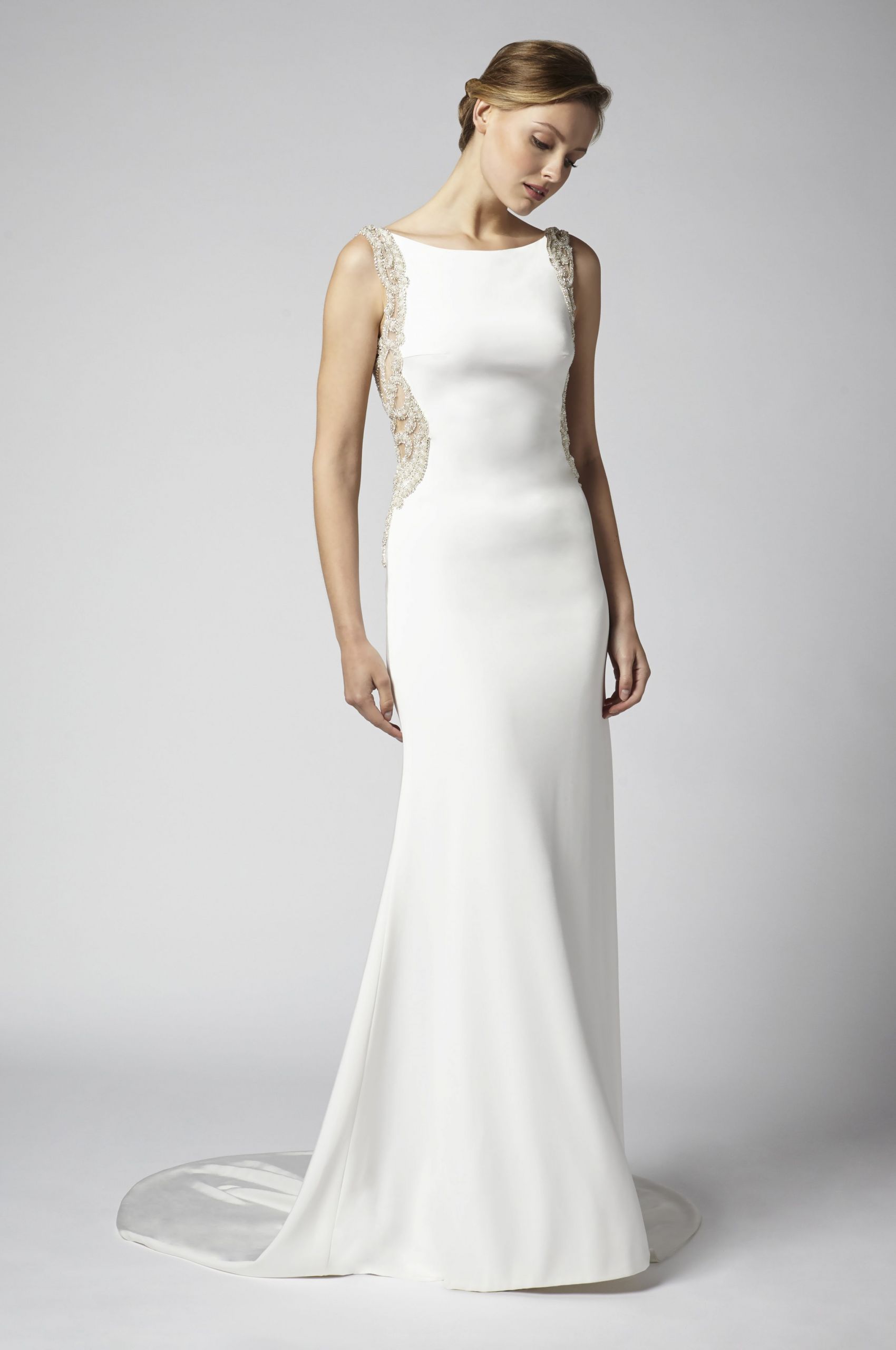 Wedding Gown Images
 Sheath Wedding Dress With Open Back And Beaded