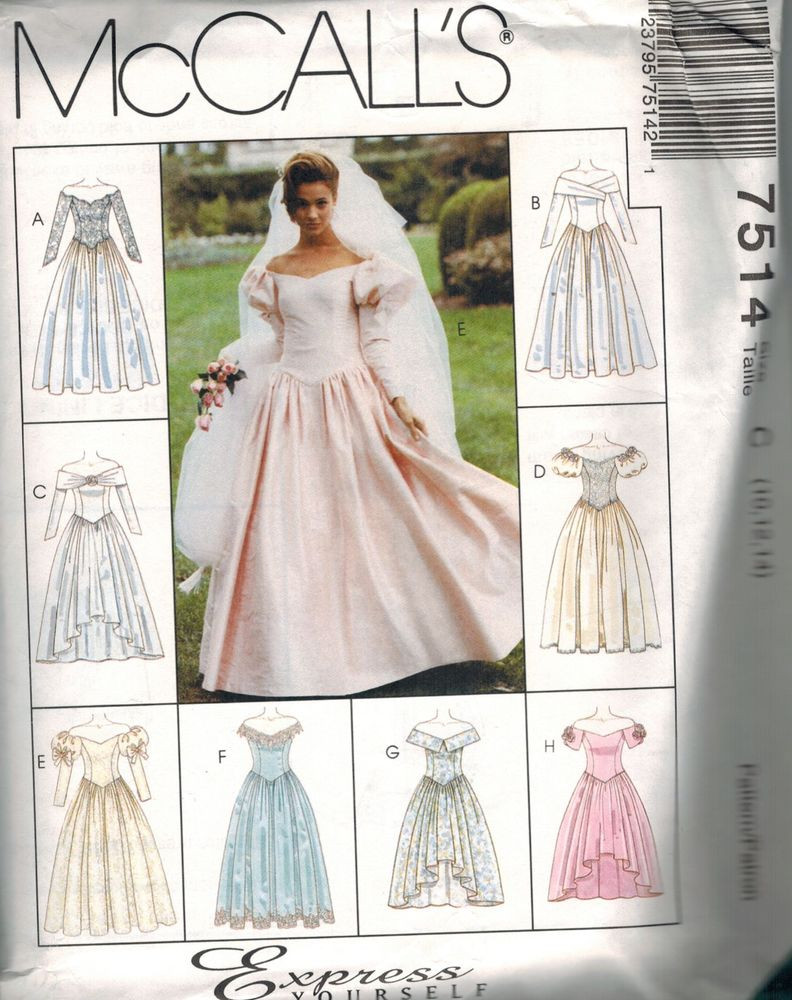 Wedding Gown Patterns
 7514 Vintage McCalls SEWING Pattern Elegant Wedding Gown