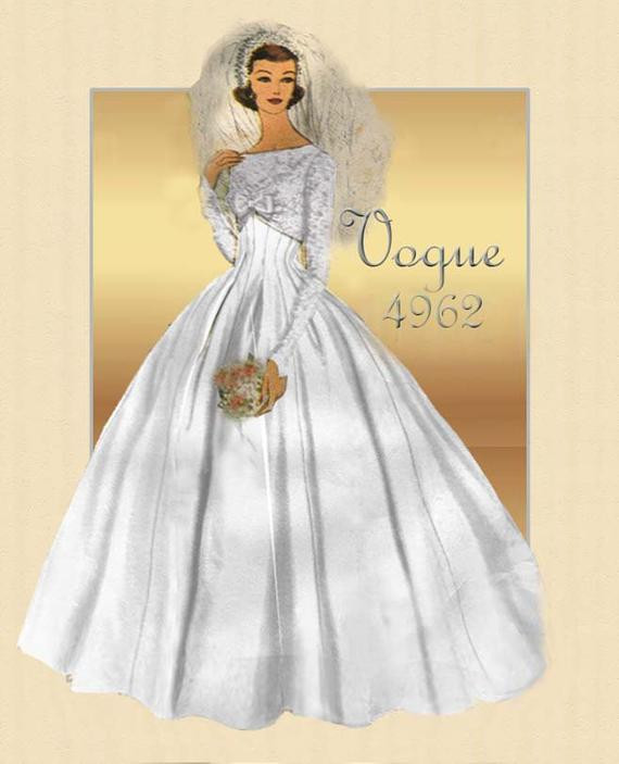 Wedding Gown Patterns
 1950s Wedding Gown Pattern Vogue Special Design 4962