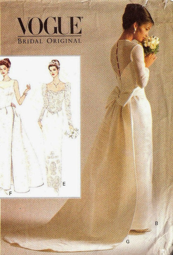 Wedding Gown Sewing Patterns
 Vogue Sewing Pattern Bridal Wedding Gown Retro by