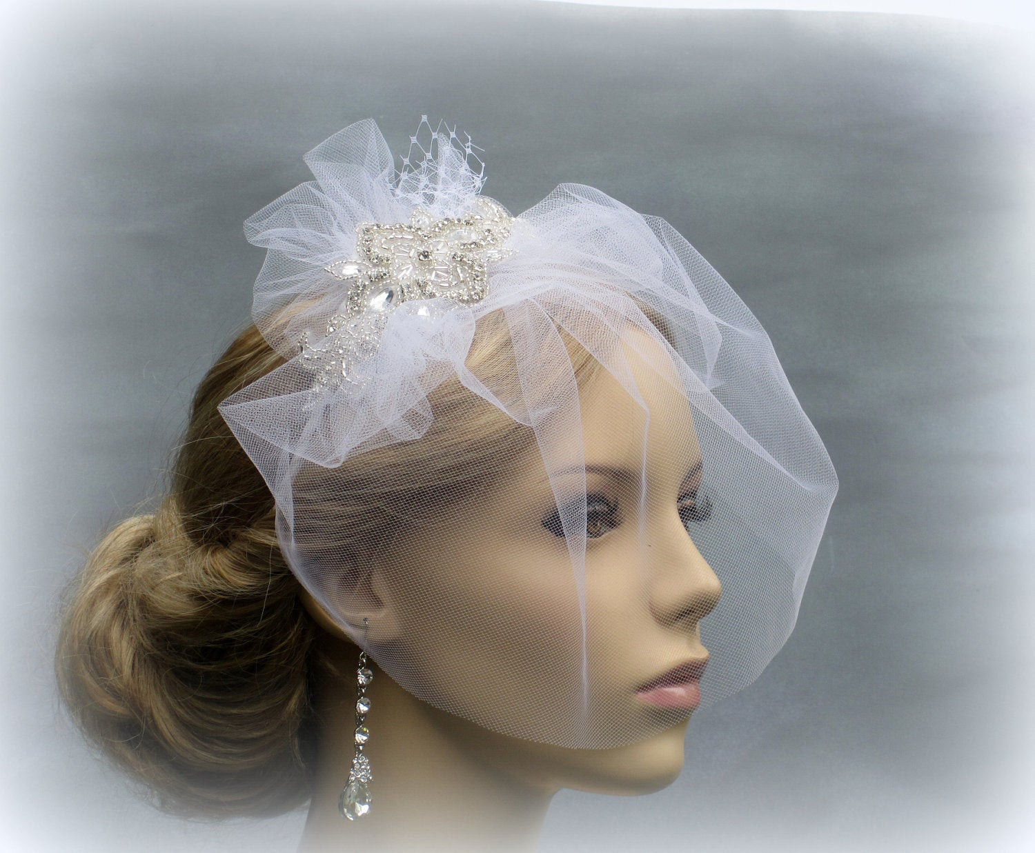 Wedding Hair With Birdcage Veil
 Birdcage veil Wedding hair accessories Wedding Bridal