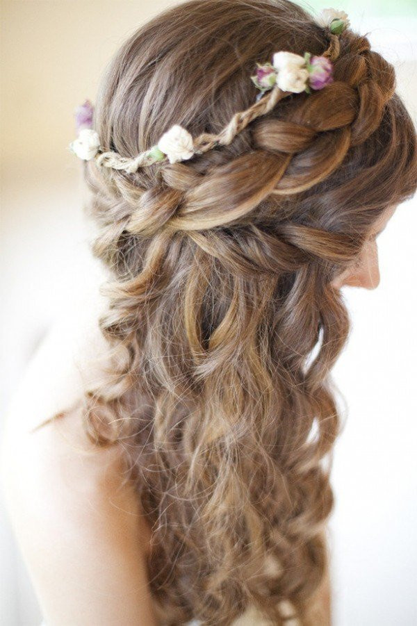 Wedding Hairstyles Side Swept
 Romantic Braided Wedding Hairstyles with Beautiful Flowers