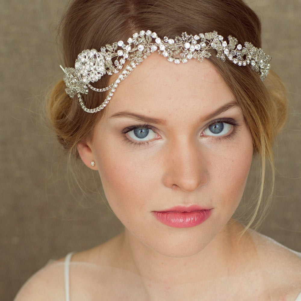 Wedding Hairstyles With Headband
 Wedding headband bridal headband bridal hair by LeFlowers