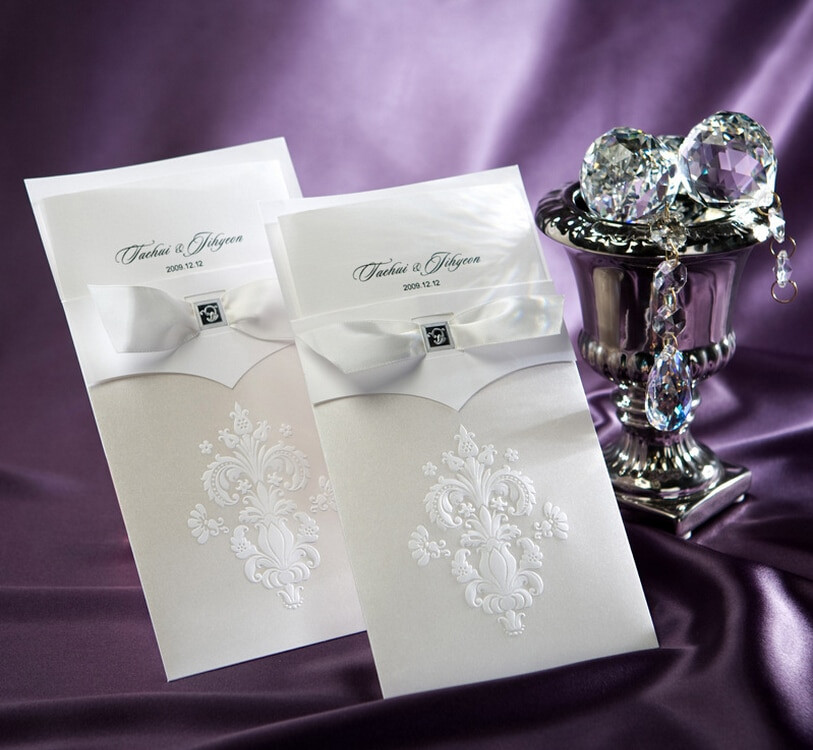 Wedding Invitation Cardstock
 Wedding Invitations Cards Elegant Ivory Flowers Embossed
