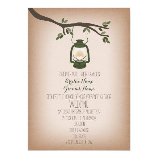 Wedding Invitation Cardstock
 Cardstock Inspired Green Camping Lantern Wedding 5x7 Paper