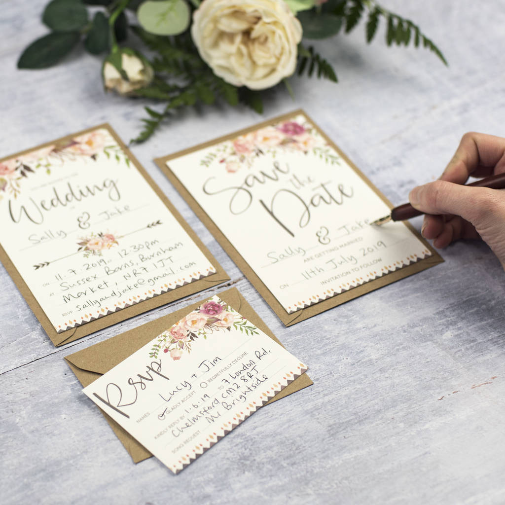 Wedding Invitation Ideas DIY
 boho floral diy wedding invitation set by russet and gray