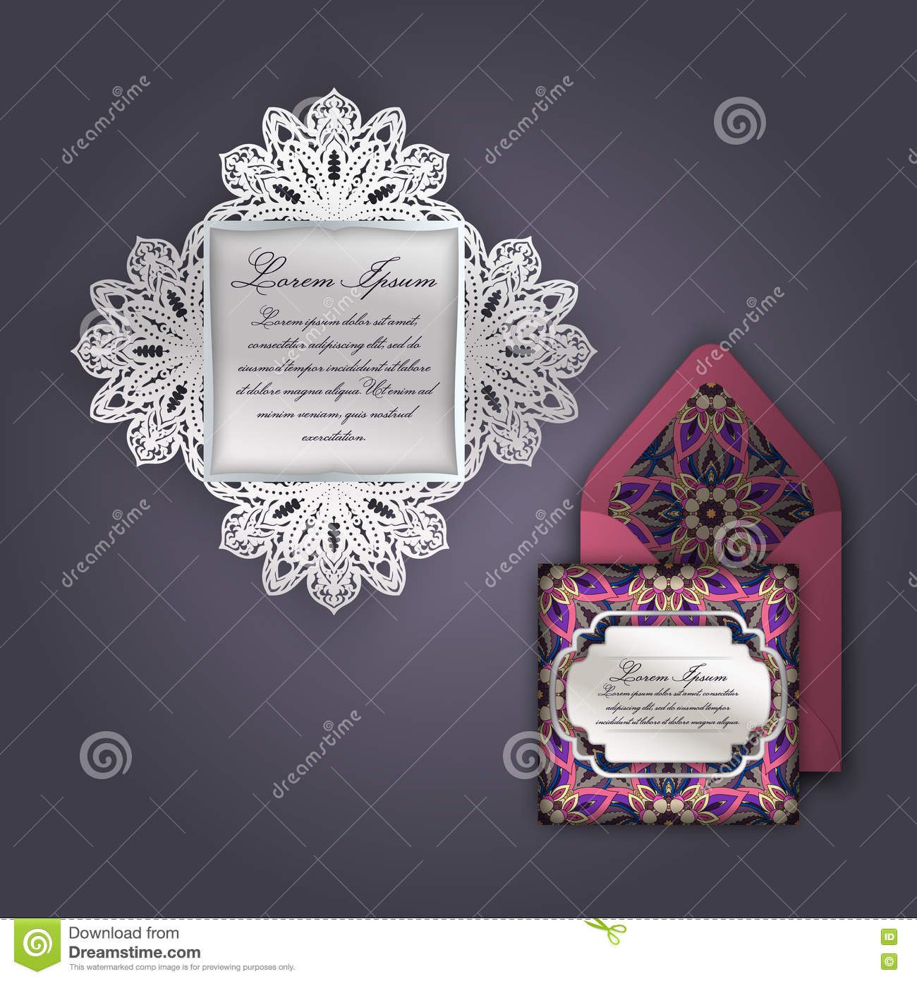 Wedding Invitation Paper Stock
 Wedding Invitation Greeting Card With Vintage Floral