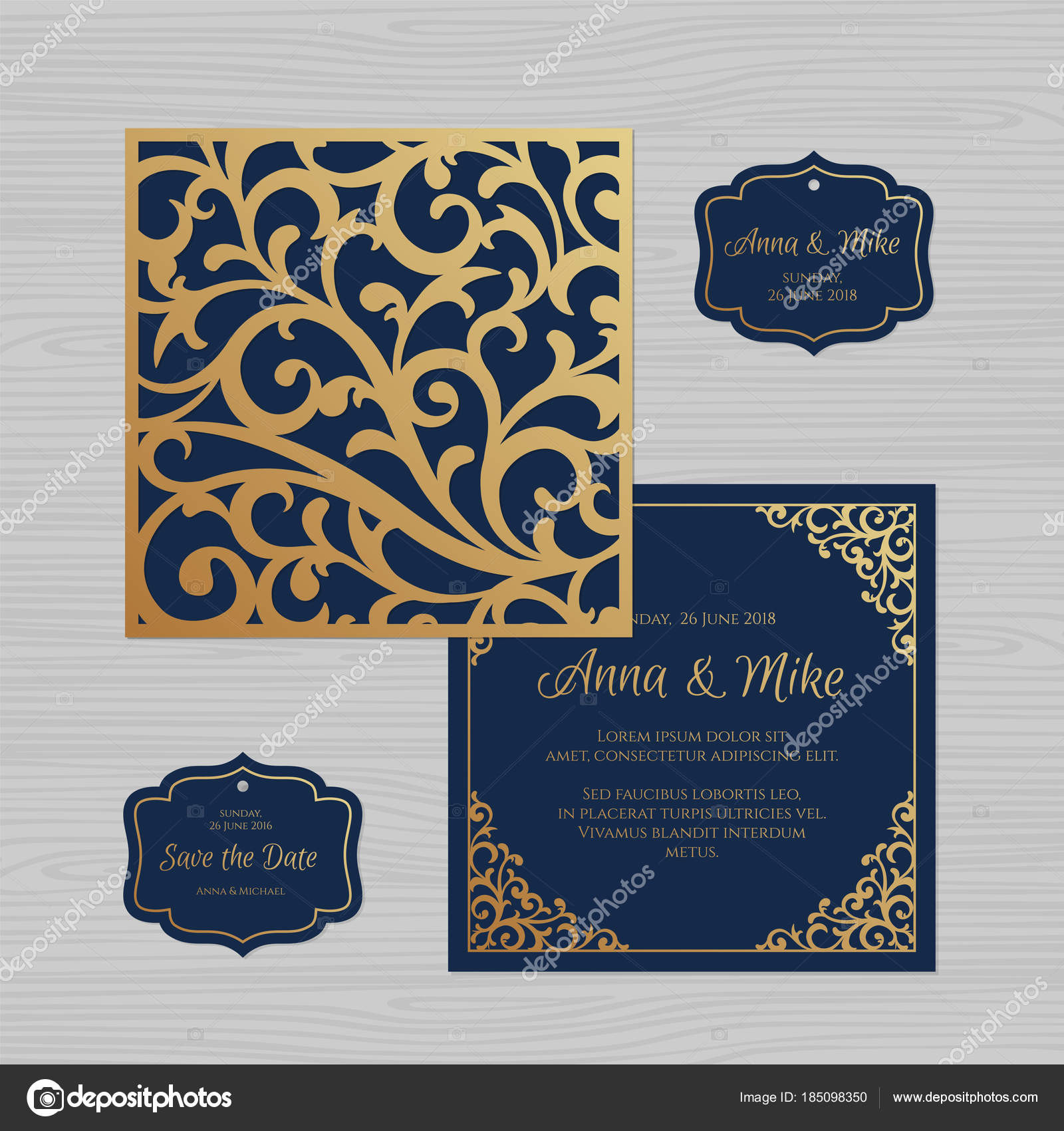 Wedding Invitation Paper Stock
 Wedding invitation or greeting card with vintage ornament