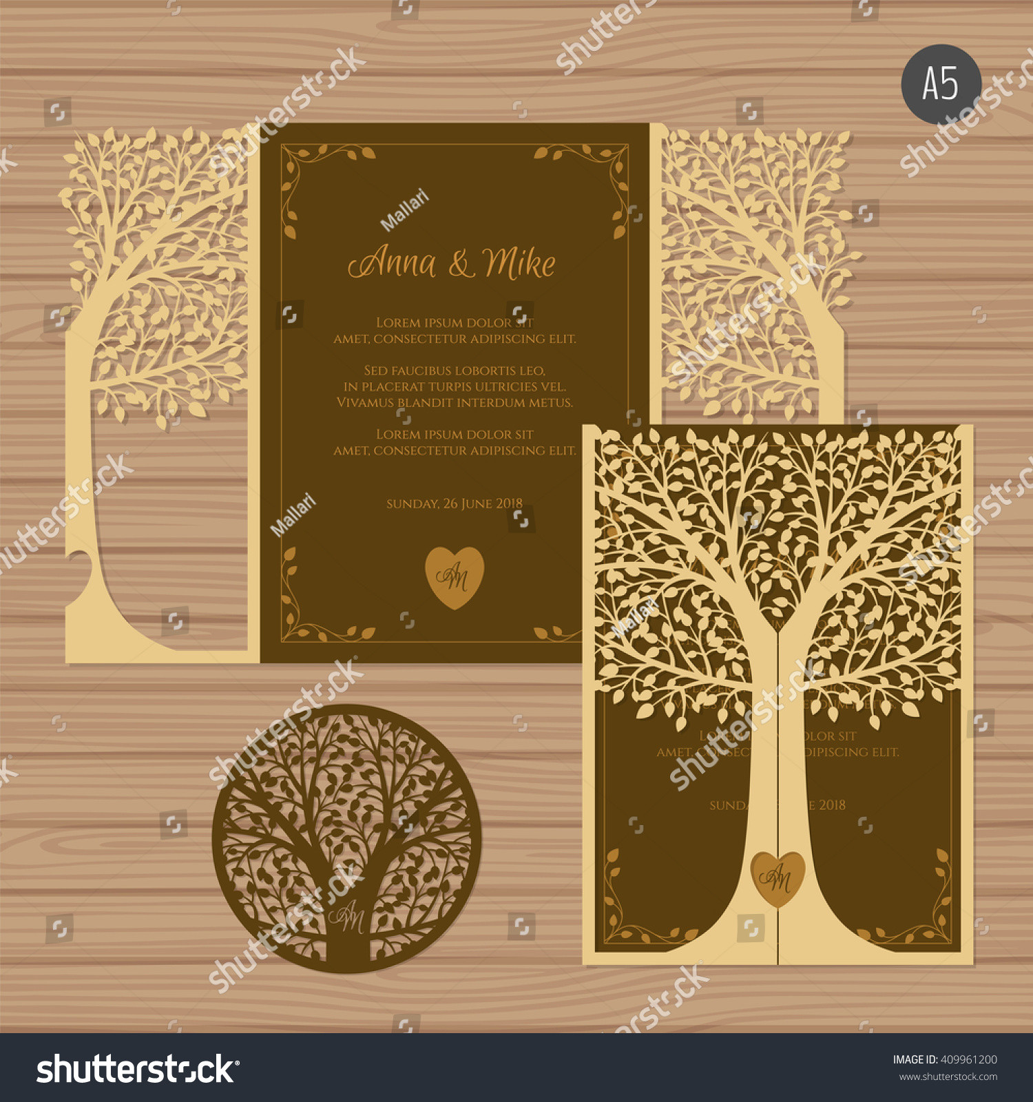 Wedding Invitation Paper Stock
 Wedding Invitation Greeting Card Tree Paper Stock Vector