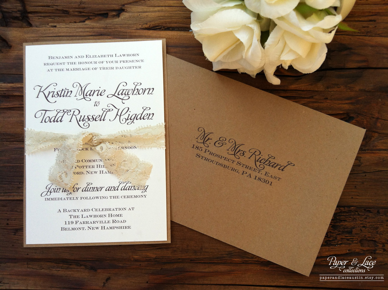 Wedding Invitation Paper Stock
 Rustic Wedding Invitation Kraft & Lace
