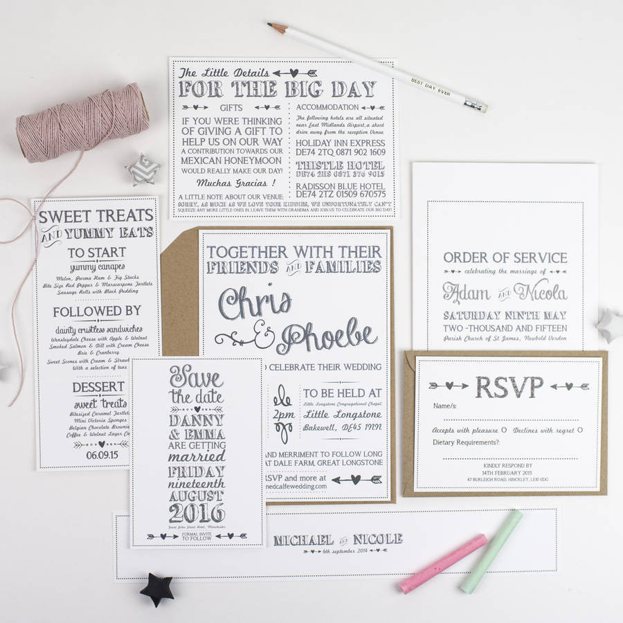 Wedding Invitations Bundle
 vintage chalk wedding invitation bundle by best day ever