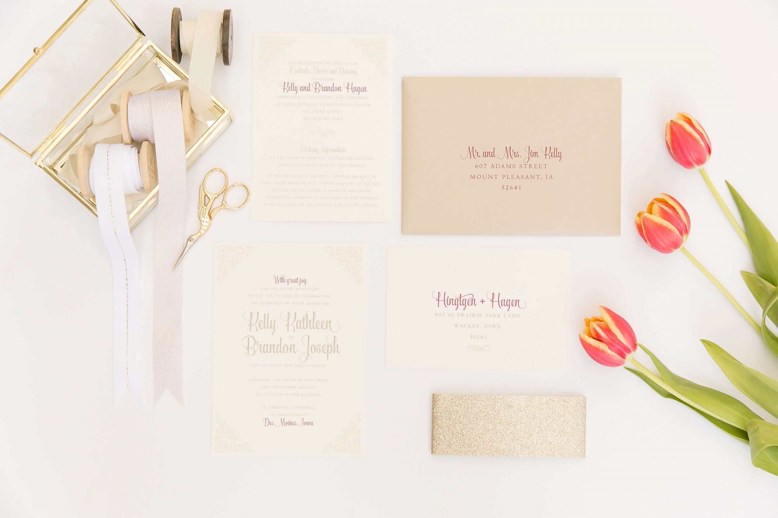Wedding Invitations Omaha
 Neutral ivory gold glitter wedding invitation