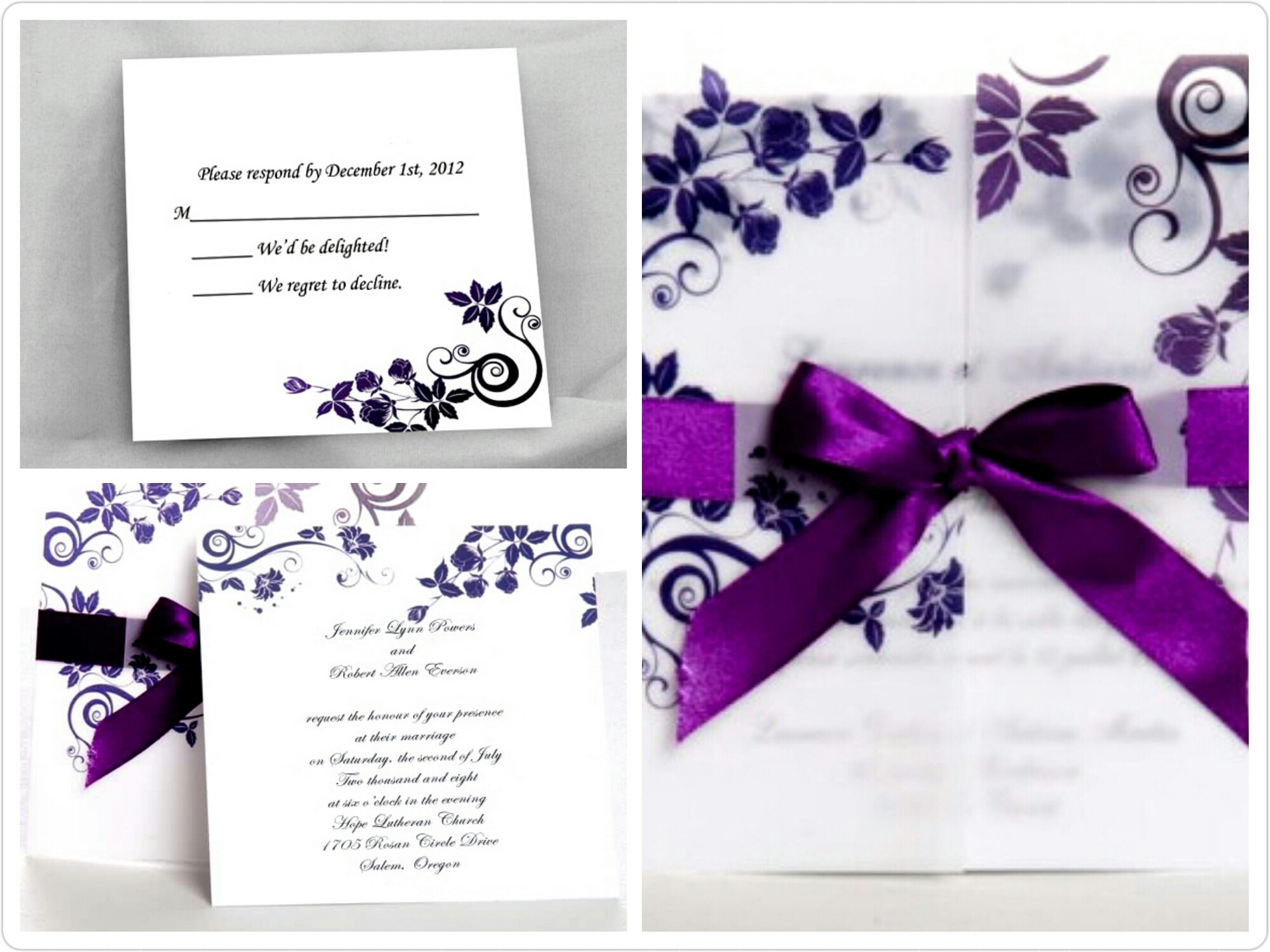 Wedding Invitations Purple
 Perfectly Purple Wedding Invites for Fall