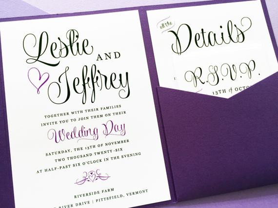 Wedding Invitations Purple
 Purple Wedding Invitation Lavender Wedding Invitation
