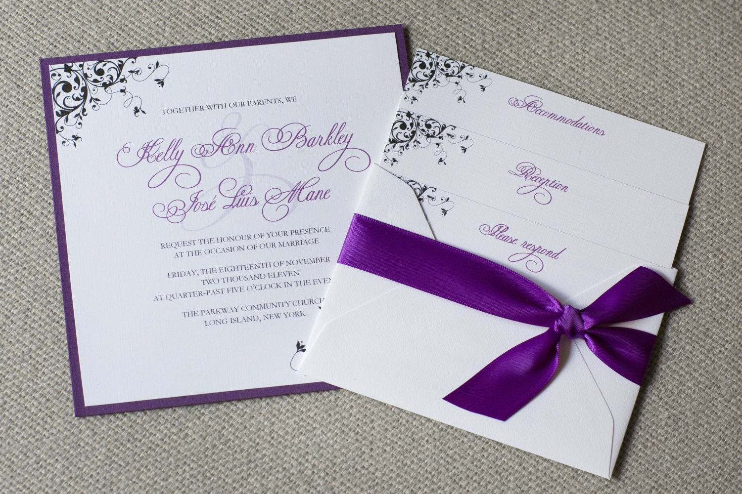 Wedding Invitations Purple
 Square wedding invitation purple wedding invite swirly