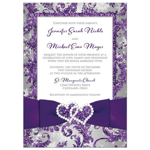 Wedding Invitations Purple
 Winter Wonderland PHOTO Wedding Invitation