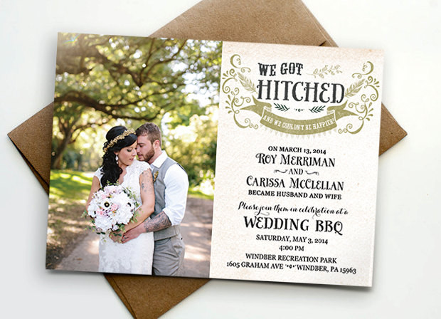 Wedding Invitations With Picture
 Post wedding reception invitation We got hitched by