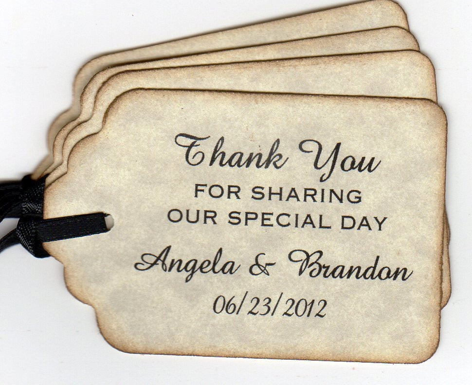 Wedding Labels For Favors
 Wedding Tags Set of 100 Thank You Tags Bridal Shower Favor