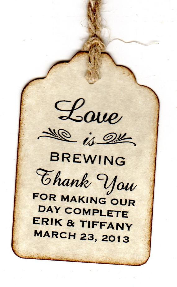 Wedding Labels For Favors
 50 Personalized Love Is Brewing Wedding Favor Coffee Tea Tags