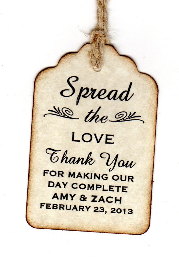 Wedding Labels For Favors
 50 Personalized Spread The Love Wedding Favor Tags Place Card