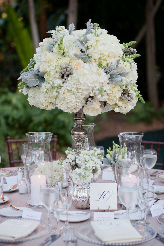 Wedding Reception Flowers
 30 Timeless Grey and White Fall Wedding Ideas
