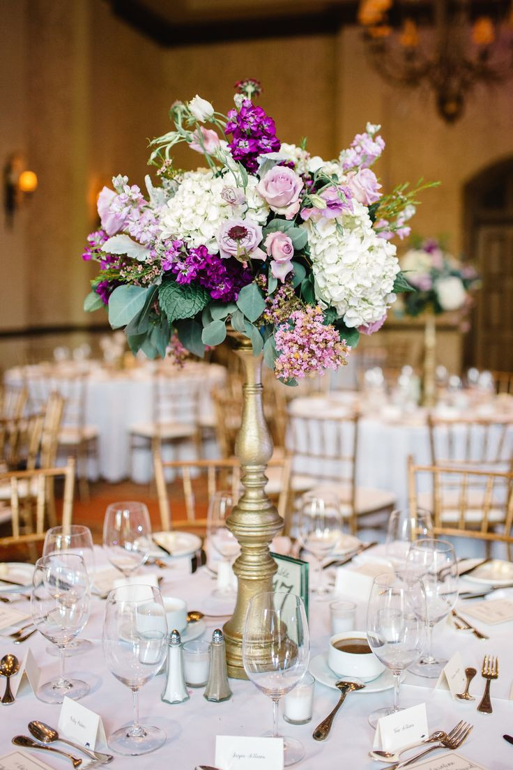 Wedding Reception Flowers
 wedding reception centerpiece of white hydrangea lavender