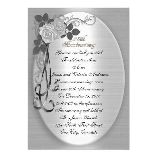 Wedding Renewal Invitations
 25th Wedding anniversary vow renewal White roses 5x7 Paper
